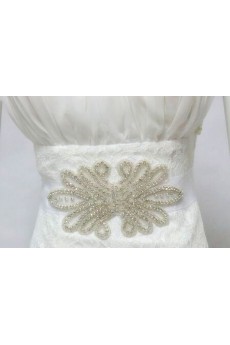 HandmadeLace Rhinestone Wedding Sash with Beads