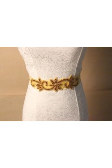 Handmade Gold Rhinestone Wedding Sash