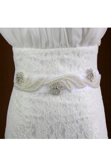 Handmade Yarn Rhinestone Wedding Sash with Beads