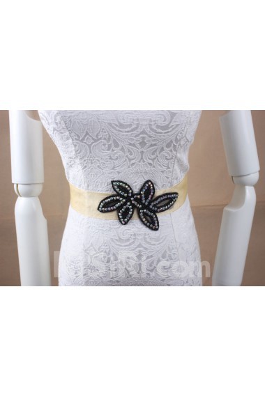 Handmade Black Rhinestone Wedding Sash