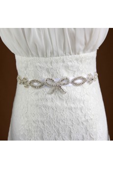 Handmade Yarn Rhinestone Bow Wedding Sash