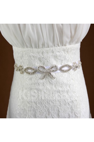 Handmade Yarn Rhinestone Bow Wedding Sash