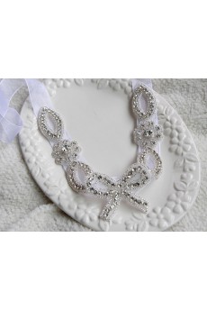 Handmade Yarn Rhinestone Bow Wedding Sash