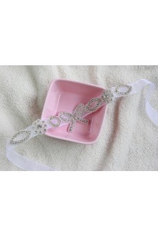 Handmade Yarn Rhinestone Bow Wedding Sash