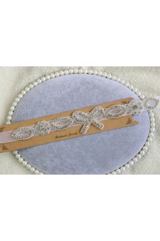 Handmade Yarn Rhinestone Bow Wedding Sash