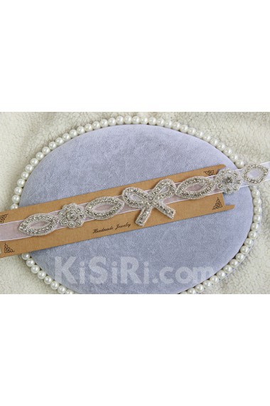 Handmade Yarn Rhinestone Bow Wedding Sash