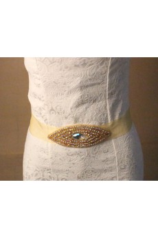 Handmade Yellow Rhinestone Wedding Sash