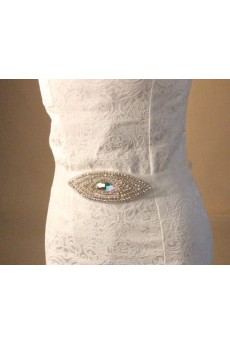 Handmade White Rhinestone Wedding Sash