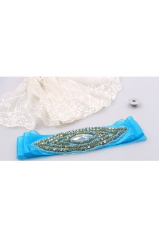 Handmade Azure Rhinestone Wedding Sash