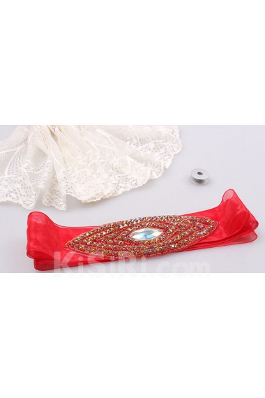 Handmade Red Rhinestone Wedding Sash