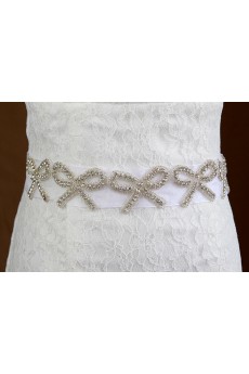 Handmade Yarn Rhinestone Bow Wedding Sash