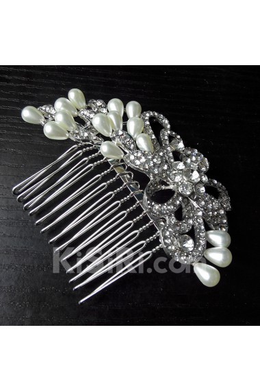 Rhinestone Combs Wedding Headpieces with Imitation Pearls