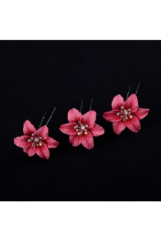 Red Fabric Flower Wedding Headpieces