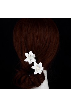 White Fabric Flower Wedding Headpieces