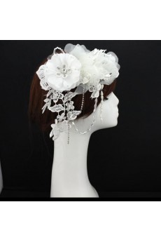 Handmade Lace Flower Wedding Headpieces with Rhinestone