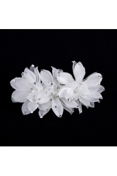 Fabric Flower and Rhinestone Wedding Headpieces