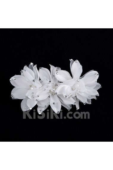 Fabric Flower and Rhinestone Wedding Headpieces