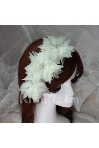 Fabric Flower Wedding Headpieces with Rhinestone