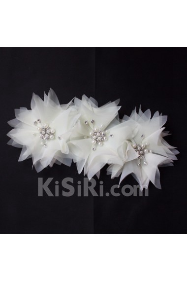 Fabric Flower Wedding Headpieces with Rhinestone