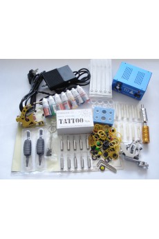 2 Professional Tattoo Machines Kit with Great Quality Power Supply and 7 Colors