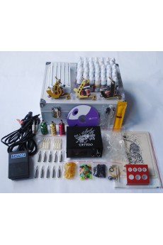 Professional Tattoo Machines Kit Completed Set with 3 Stainless Steel Tattoo Guns and 7 x 10ml Colors