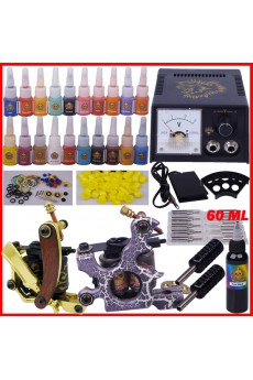 High Quality Tattoo Machine Kit with 2 Tattoo Guns and 20 Bottle Inks