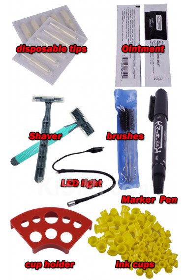Professional Tattoo Kit with LCD Power and 8 Colors