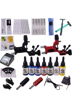 Professional Tattoo Guns Kit Completed Set with 2 Dragonfly Tattoo Guns and 7 Colors