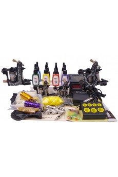 Professional Tattoo Machines Kit Completed Set with 2 Tattoo Machine Guns and LCD Power Supply