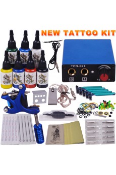 Professional Tattoo Gun Kit for Lining and Shading with 7 Colors