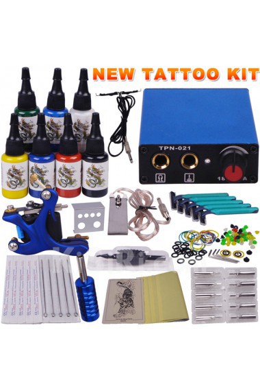 Professional Tattoo Gun Kit for Lining and Shading with 7 Colors