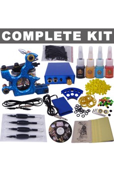Tattoo Gun Kit with Mini Power for Lining and Shading (4 Colors Included)