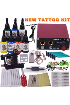 Professional Tattoo Gun Kit for Lining and Shading with 7 Colors Included