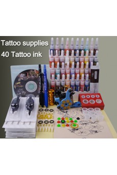 Professional Tattoo Machine Kit for Lining and Shading (40 Colors Included)