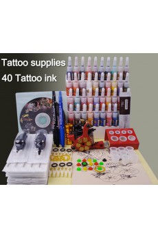 Professional Tattoo Machine Kit with 40 x 5ml Colors for Lining and Shading