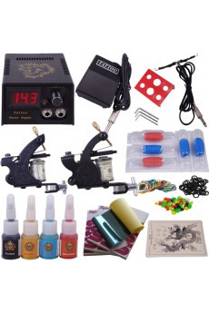 Professional Tattoo Machines Kit Completed Set with 2 Tattoo Guns and LED Power Supply