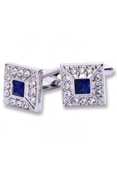 Men's Silver Crystal Metal Cufflink