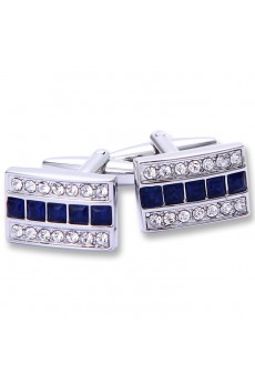 Men's Silver Crystal Metal Cufflink