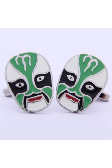 Men's Green Metal Cufflink