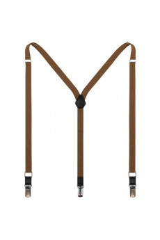 Men's Brown Elastic Webbing Leather Suspender