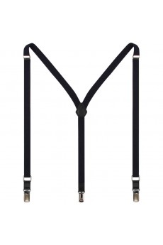 Men's Black Elastic Webbing Leather Suspender