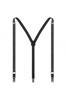 Men's Gray Elastic Webbing Leather Suspender