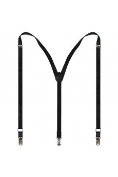 Men's Black Elastic Webbing Leather Suspender