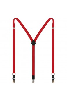 Men's Red Elastic Webbing Leather Suspender