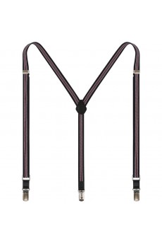 Men's Black Elastic Webbing Leather Suspender