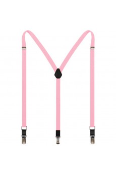 Men's Pink Elastic Webbing Leather Suspender