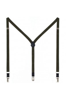 Men's Black Elastic Webbing Leather Suspender