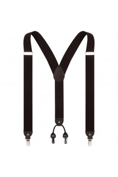 Men's Black Elastic Webbing Leather Suspender