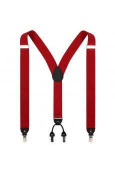 Men's Red Elastic Webbing Leather Suspender