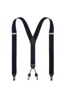 Men's Black Elastic Webbing Leather Suspender